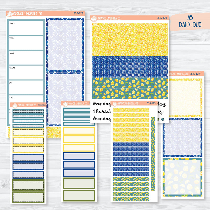 Summer Lemons Kit | A5 Daily Duo Planner Kit Stickers | Italian Villa | 335-121