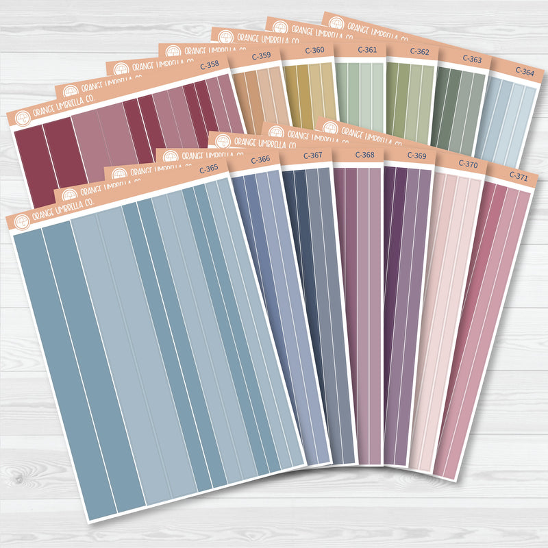 Washi Planner Stickers | Muted Rainbow Palette | C-358-C-371