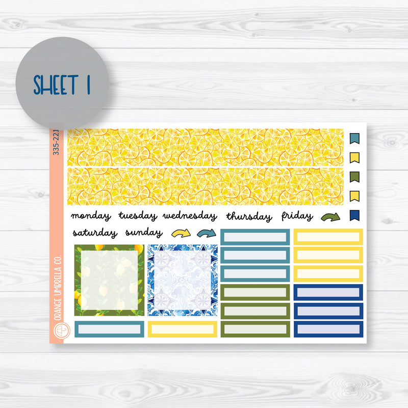 Summer Lemons | 7x9 Plum Monthly Planner Kit Stickers | Italian Villa | 335-221