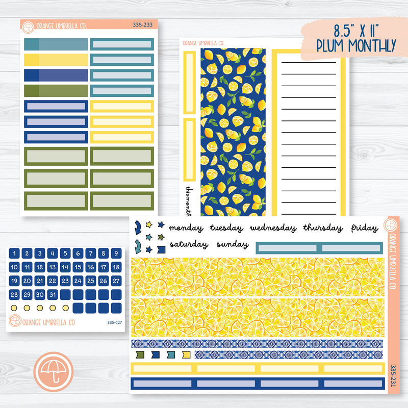 Summer Lemons | 8.5x11 Plum Monthly Planner Kit Stickers | Italian Villa | 335-231