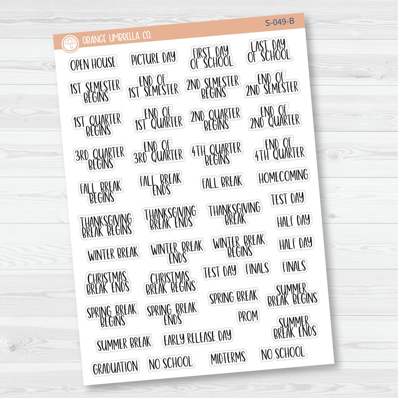 NP-School Related Holiday Script Planner Stickers | F13 | S-049