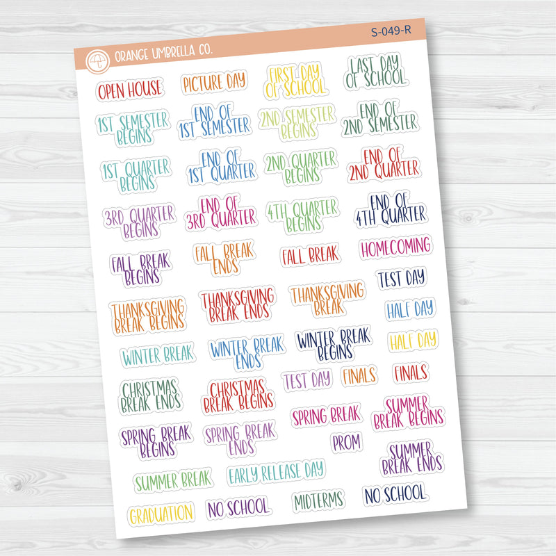 NP-School Related Holiday Script Planner Stickers | F13 | S-049