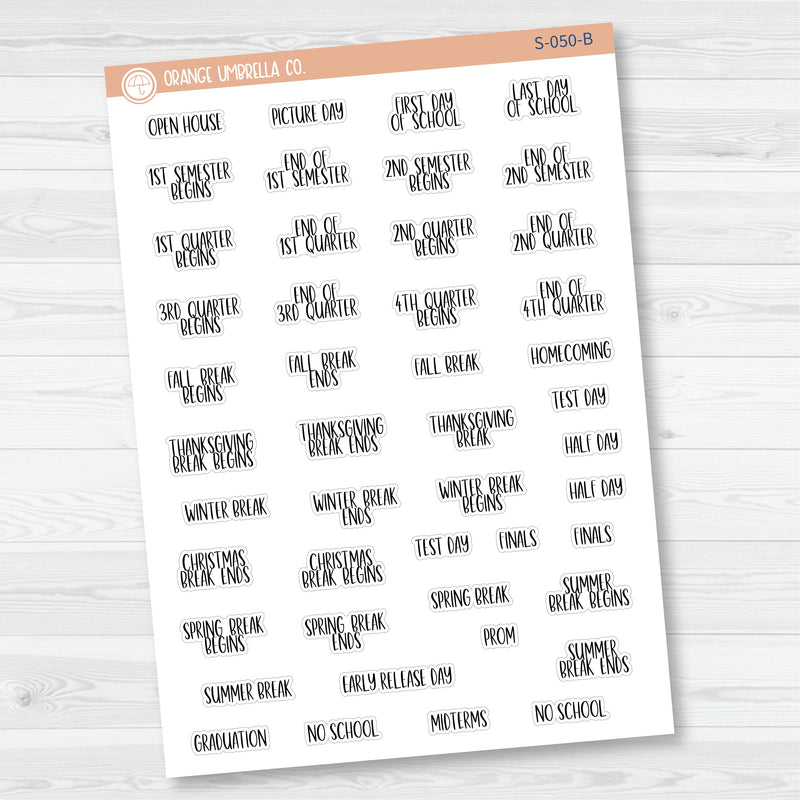 NP-School Related Holiday Mini Script Planner Stickers | F13 | S-050