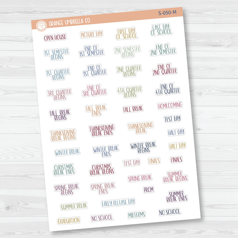 NP-School Related Holiday Mini Script Planner Stickers | F13 | S-050