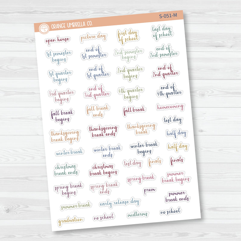 NP-School Related Holiday Script Planner Stickers | F14 | S-051