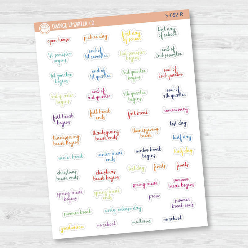 NP-School Related Holiday Mini Script Planner Stickers | F14 | S-052