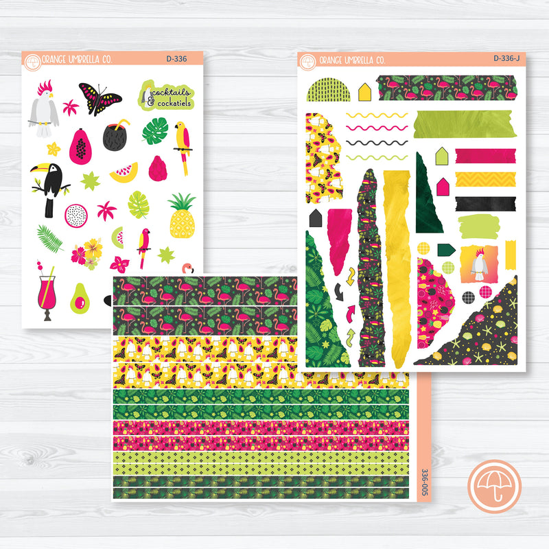 Summer Bird Kit | Kit Deco Journaling Planner Stickers | Birds of Paradise | D-336