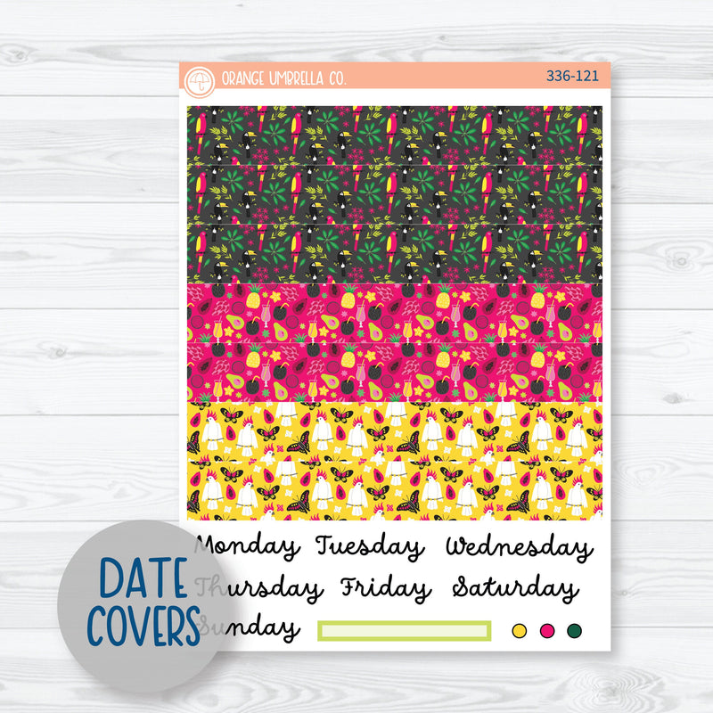 Summer Bird and Drink Kit | A5 Daily Duo Planner Kit Stickers | Birds of Paradise | 336-121