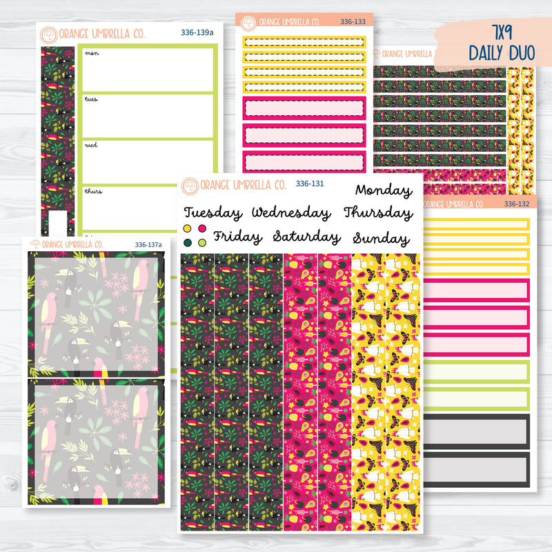 Summer Birds and Drink Kit | 7x9 Daily Duo Planner Kit Stickers | Birds of Paradise | 336-131