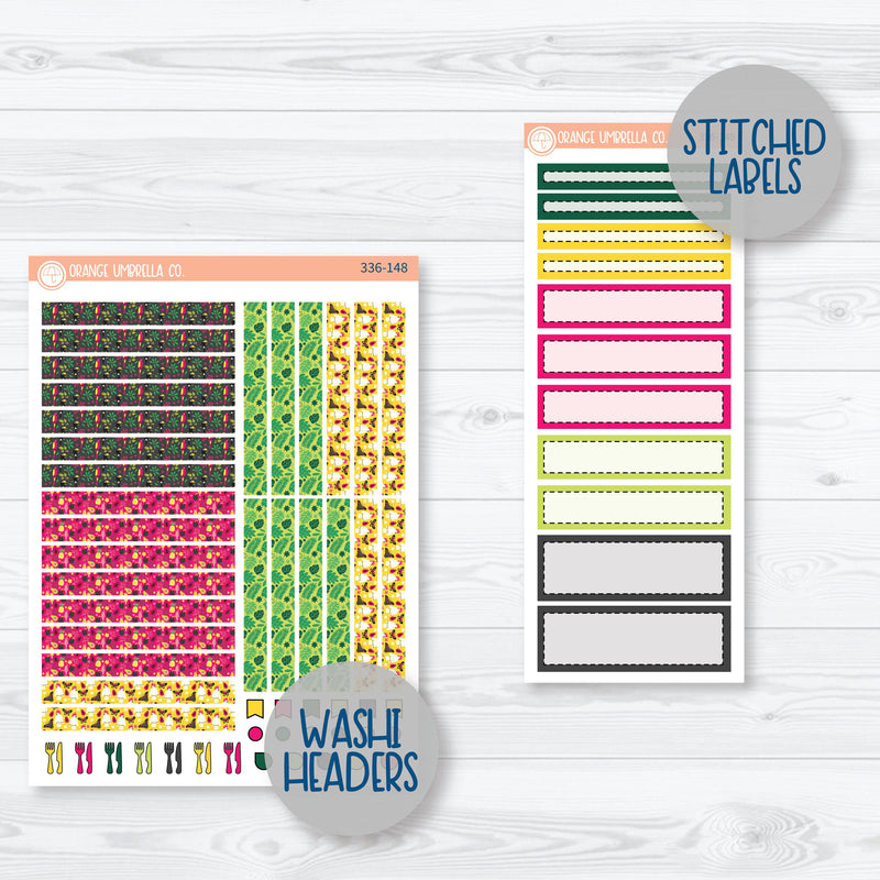 Summer Birds & Drink Kit | A5 Plum Daily Planner Kit Stickers | Birds of Paradise | 336-141