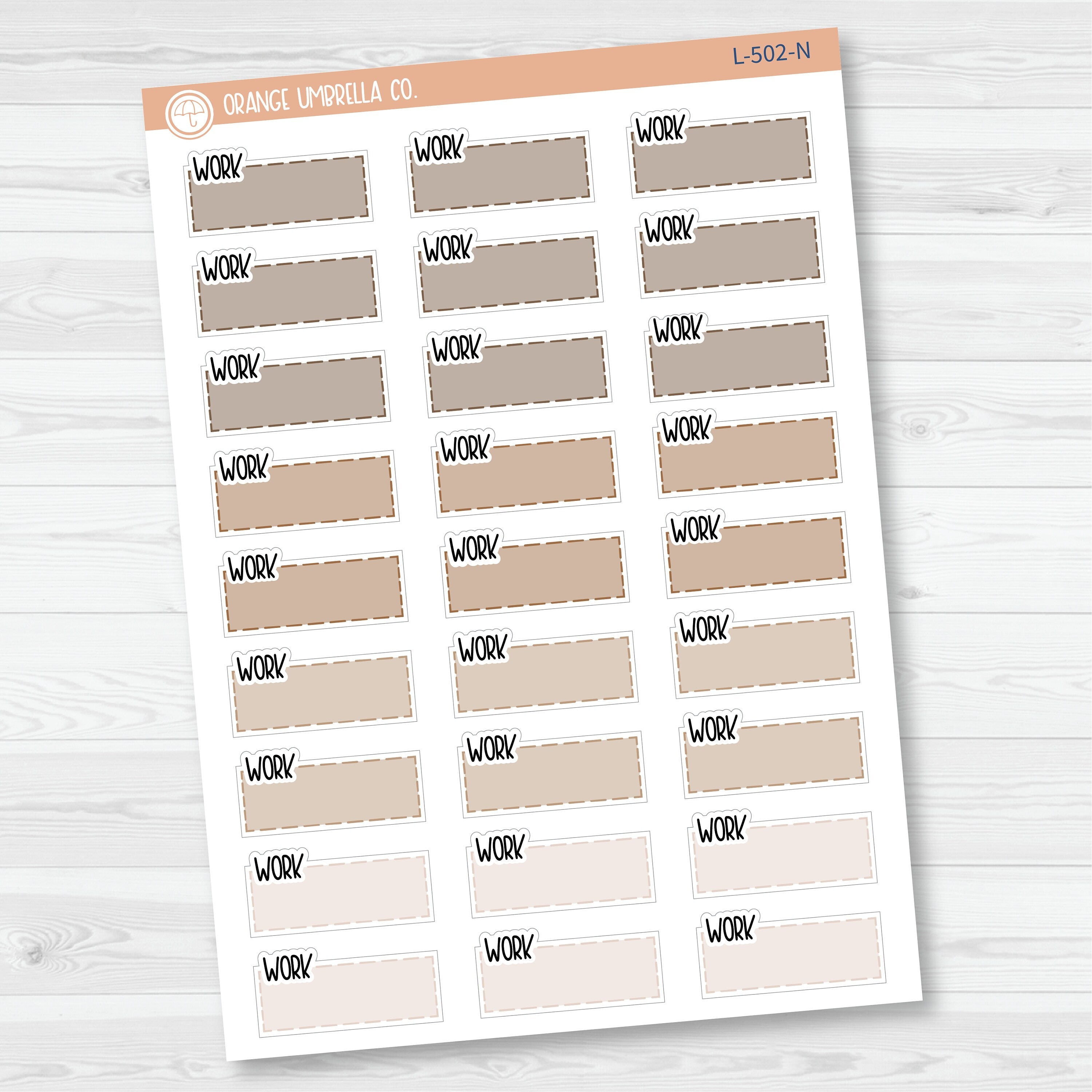 Work Hobonichi Color Stitched Quarter Box Planner Stickers | L-502