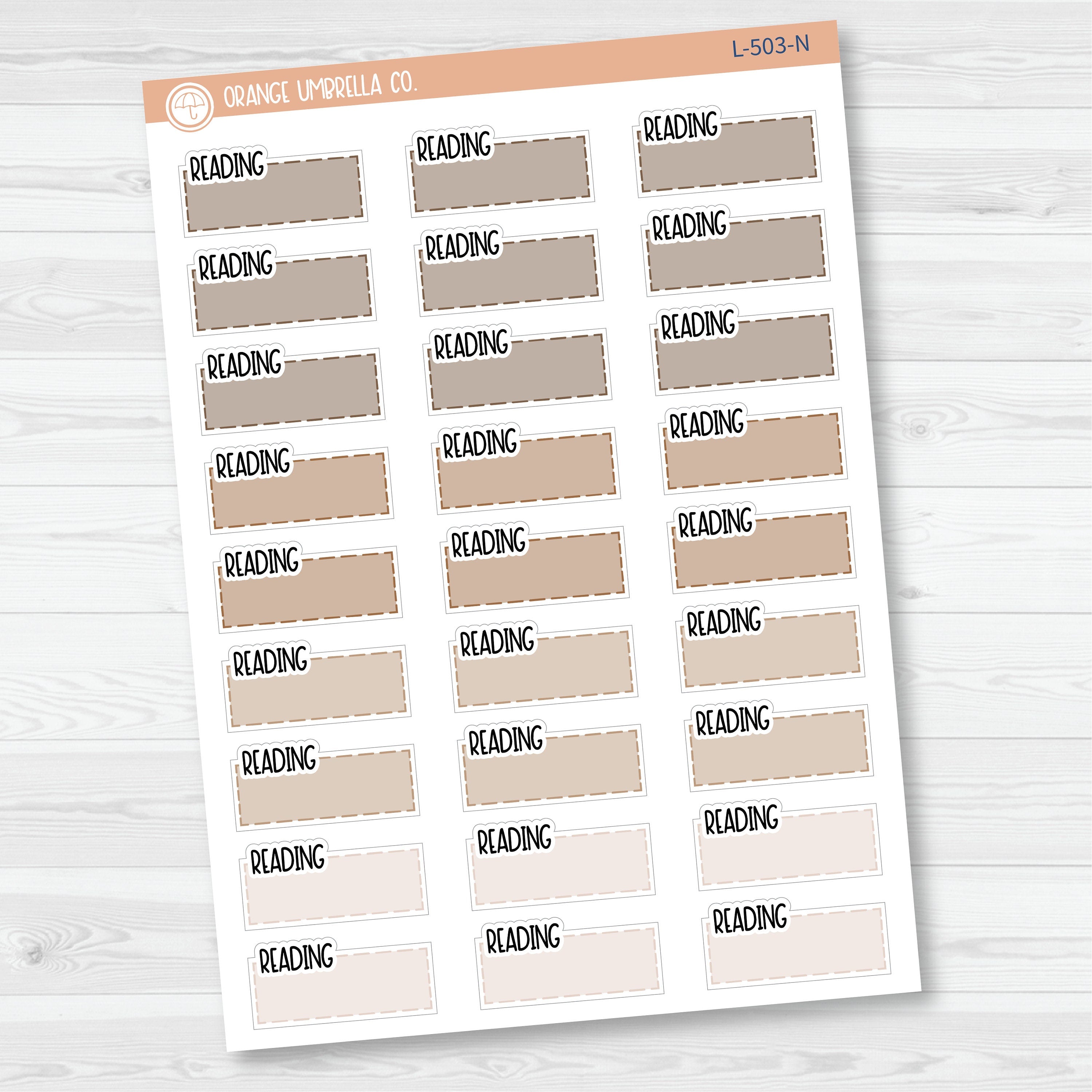 Reading Hobonichi Color Stitched Quarter Box Planner Sticker | Solid Color Labels | L-503