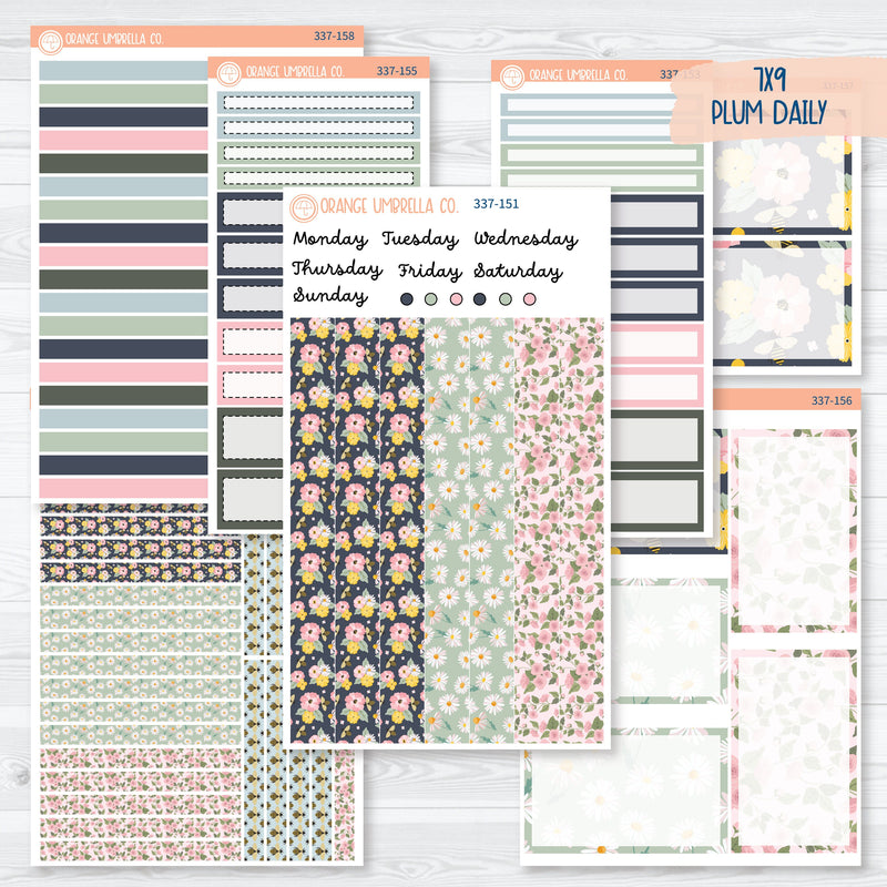 Bees Lemons & Sunflower Kit | 7x9 Plum Daily Planner Kit Stickers | Porch Picnic | 337-151