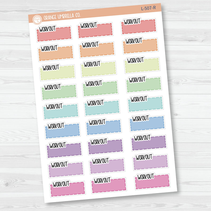 Workout Hobonichi Color Stitched Quarter Box Planner Stickers | L-507