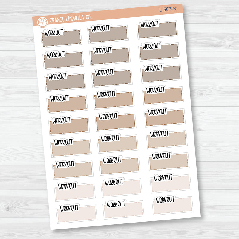 Workout Hobonichi Color Stitched Quarter Box Planner Stickers | L-507