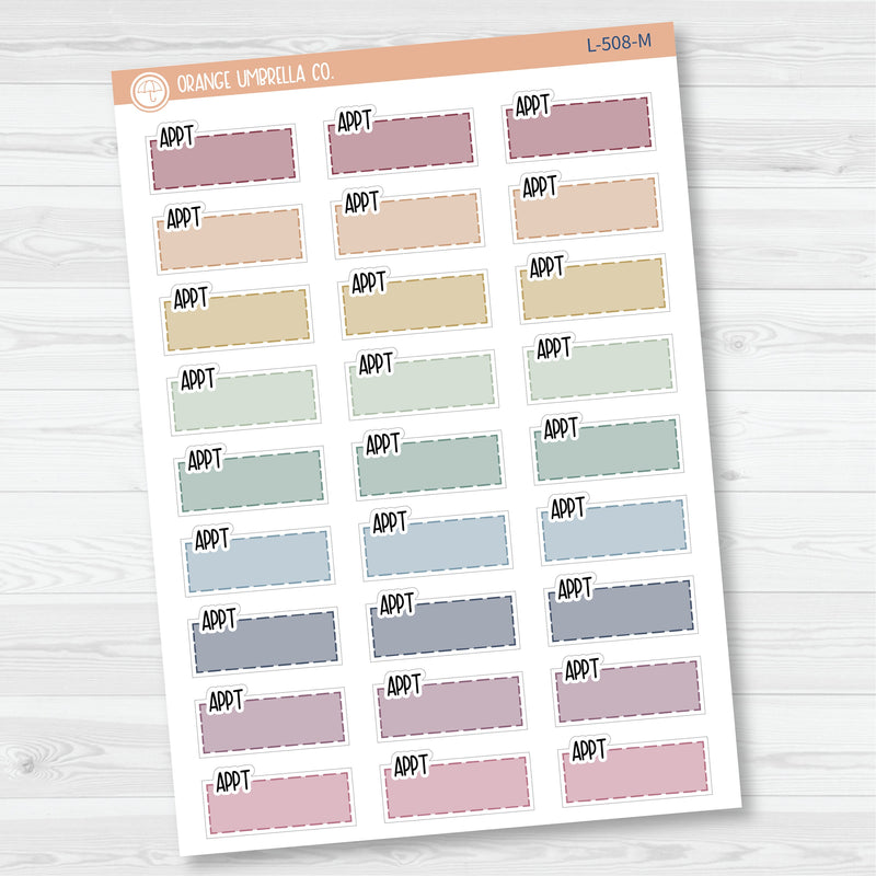 Appt Hobonichi Color Stitched Quarter Box Planner Stickers | L-508