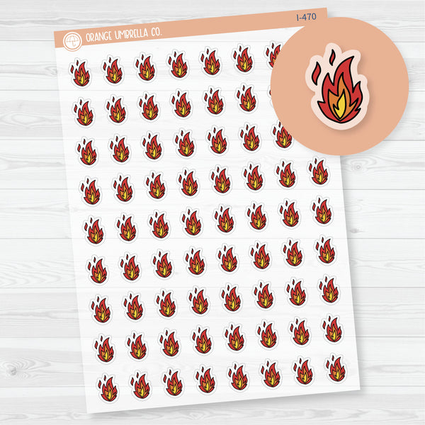 Hand Doodled Fire Icon Planner Stickers | Clear Matte | I-470-CM