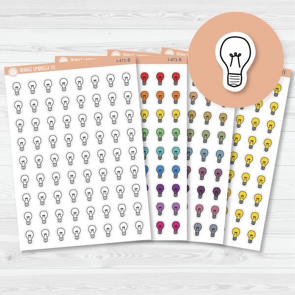 Hand Doodled Lightbulb Icon Planner Stickers | I-471