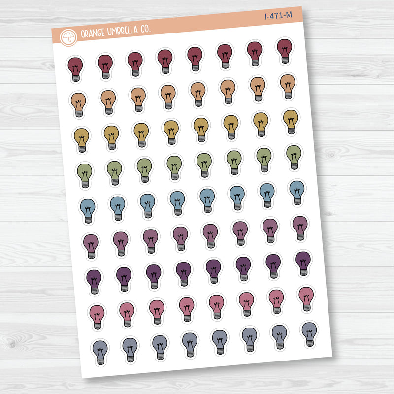 Hand Doodled Lightbulb Icon Planner Stickers | I-471