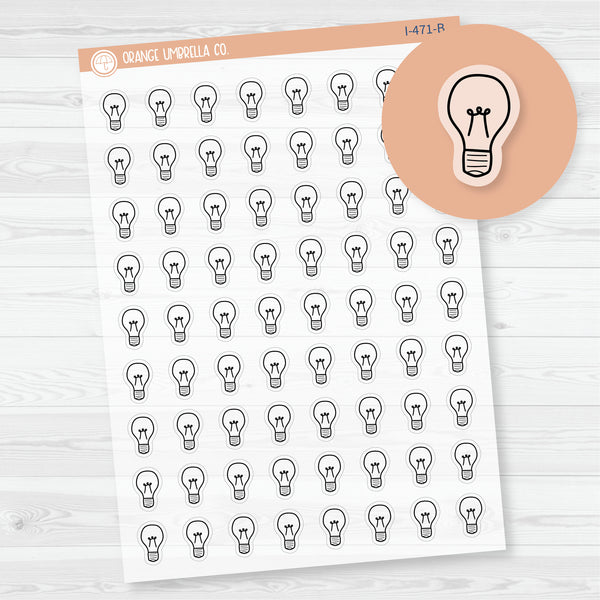 Hand Doodled Lightbulb Icon Planner Stickers | Clear Matte | I-471-BCM