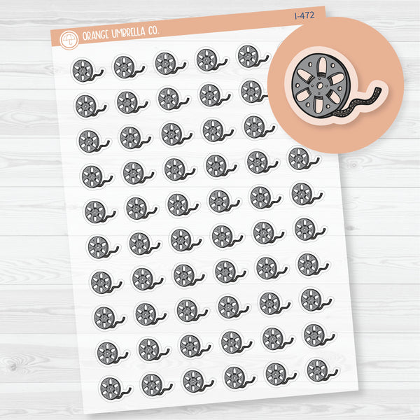 Hand Doodled Movie Reel Icon Planner Stickers | Clear Matte | I-472-BCM