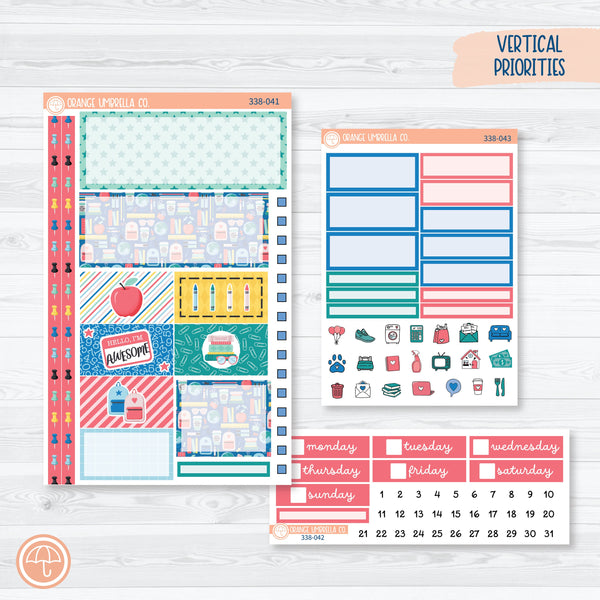 Back To School | Plum Vertical Priorities 7x9 Planner Kit Stickers | Office Supplies | 338-041