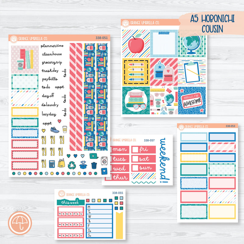 Back To School | Hobonichi Cousin Planner Kit Stickers | School Supplies | 338-051