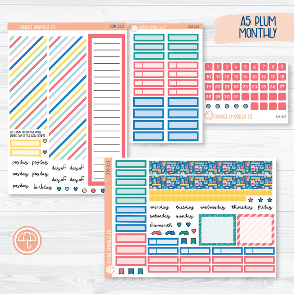 Back To School Kit | A5 Plum Monthly Planner Kit Stickers | School Supplies | 338-211