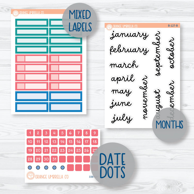 Back To School | 7x9 Plum Monthly Planner Kit Stickers | School Supplies | 338-221