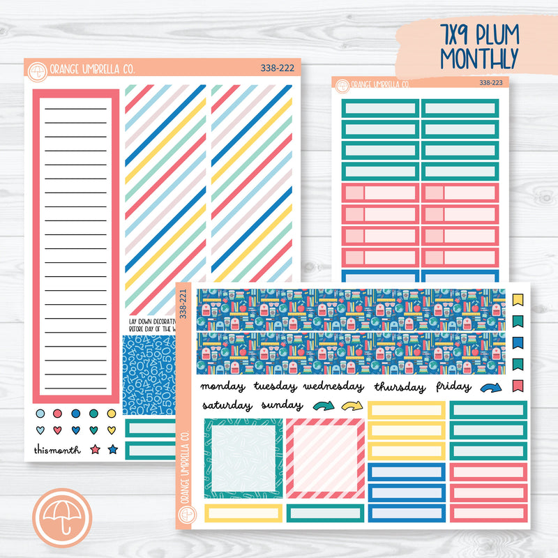 Back To School | 7x9 Plum Monthly Planner Kit Stickers | School Supplies | 338-221