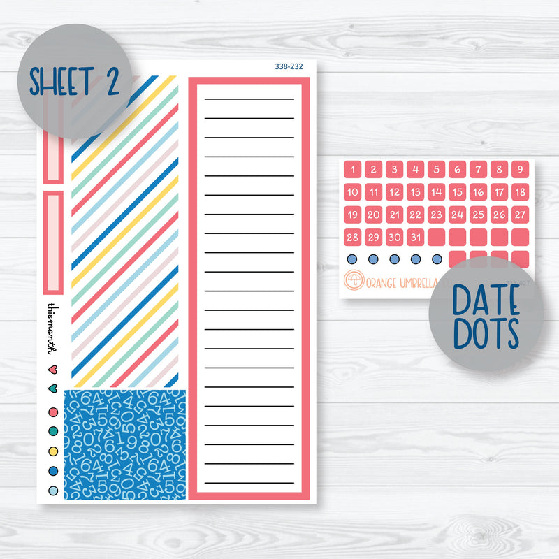 Back To School Kit | 8.5x11 Plum Monthly Planner Kit Stickers | School Supplies | 338-231