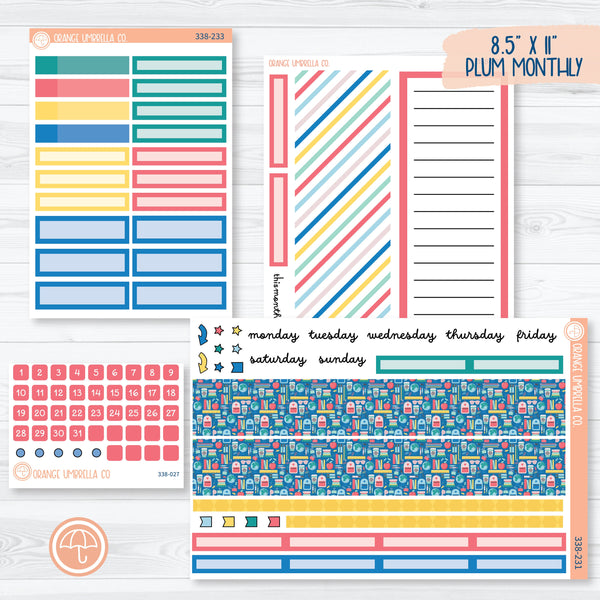 Back To School Kit | 8.5x11 Plum Monthly Planner Kit Stickers | School Supplies | 338-231