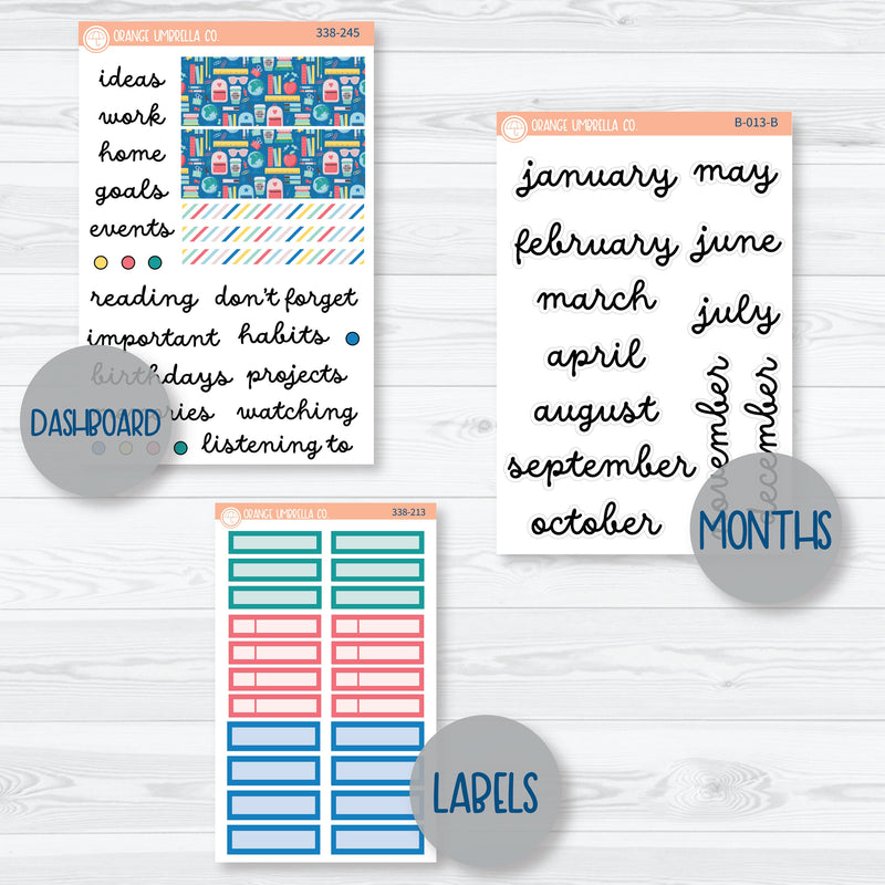 Back To School Kit | A5 EC Monthly & Dashboard Planner Kit Stickers | School Supplies | 338-241