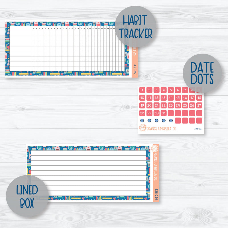 Back To School Kit | 7x9 ECLP Monthly & Dashboard Planner Kit Stickers | School Supplies | 338-251