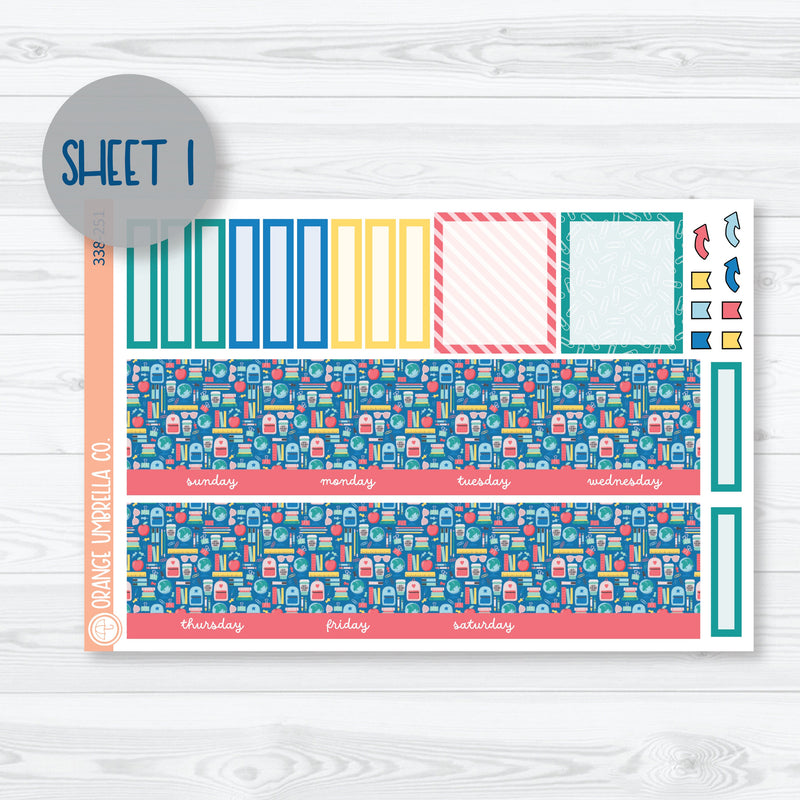 Back To School Kit | 7x9 ECLP Monthly & Dashboard Planner Kit Stickers | School Supplies | 338-251