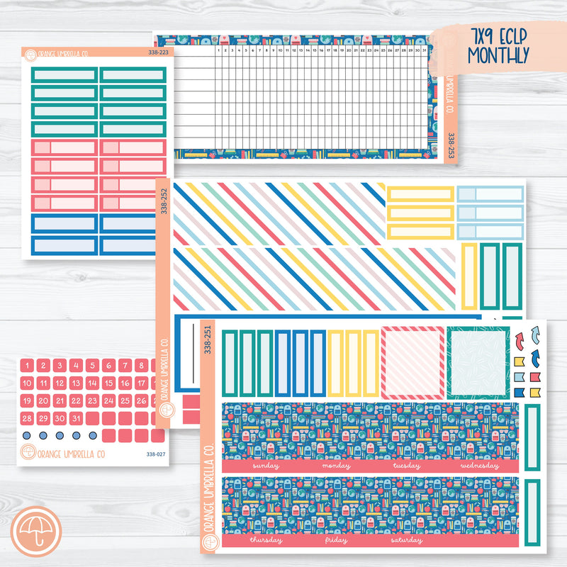 Back To School Kit | 7x9 ECLP Monthly & Dashboard Planner Kit Stickers | School Supplies | 338-251