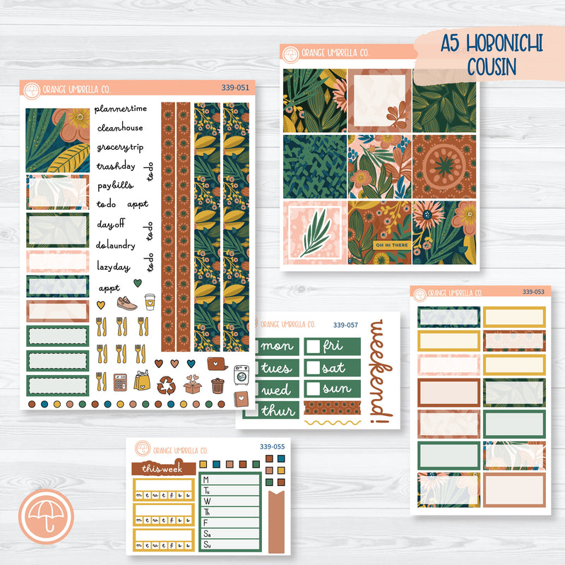 Floral Leaf Plant Kit | Hobonichi Cousin Planner Kit Stickers | Rainforest | 339-051