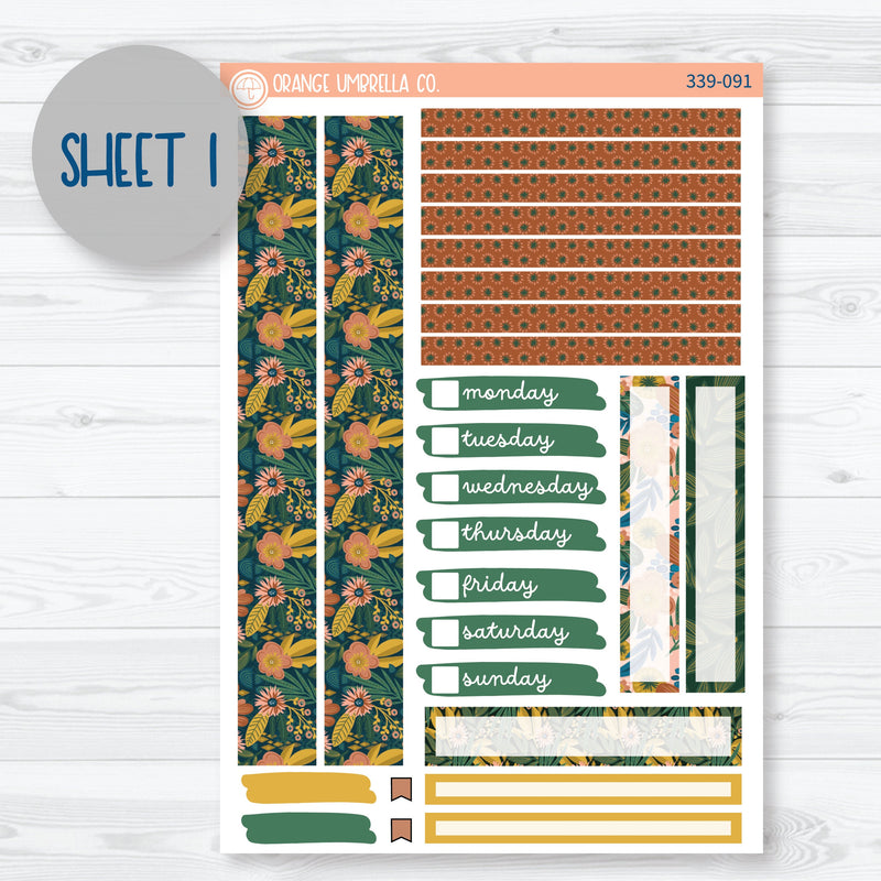 Floral Leaf Kit | 7x9 Compact Vertical Planner Kit Stickers | Rainforest | 339-091