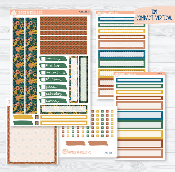 Floral Leaf Kit | 7x9 Compact Vertical Planner Kit Stickers | Rainforest | 339-091