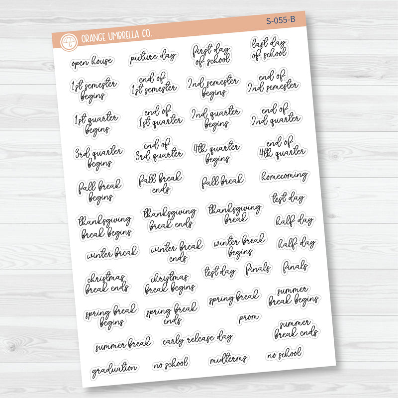 NP-School Related Holiday Script Planner Stickers | F15 | S-055