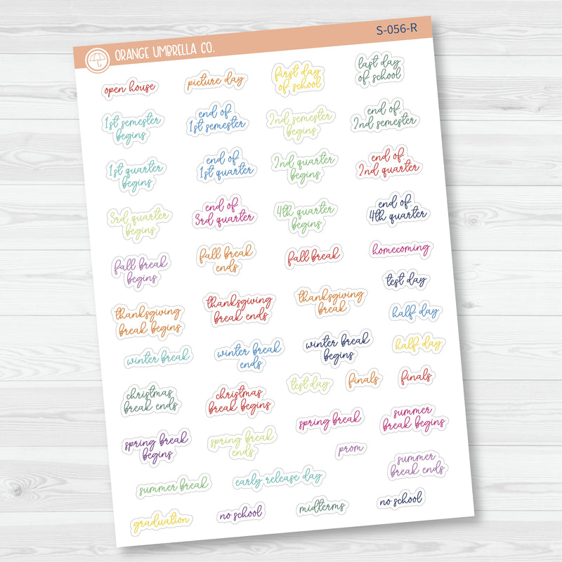 NP-School Related Holiday Mini Script Planner Stickers | F15 | S-056