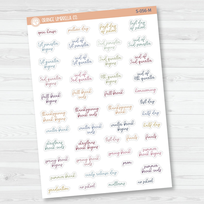 NP-School Related Holiday Mini Script Planner Stickers | F15 | S-056