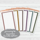 A5 Lined Box Dashboard Planner Stickers | Bold Blooms Palette | BB-048-053