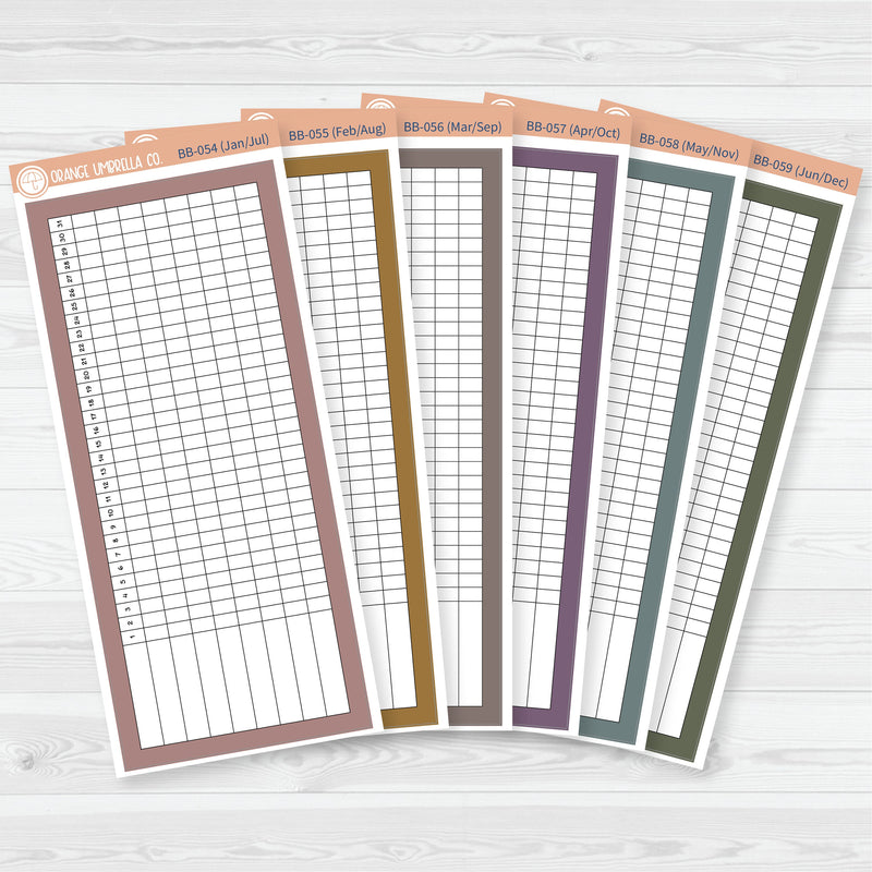 7x9 Habit Tracker Dashboard Planner Stickers | Bold Blooms Palette | BB-054-059