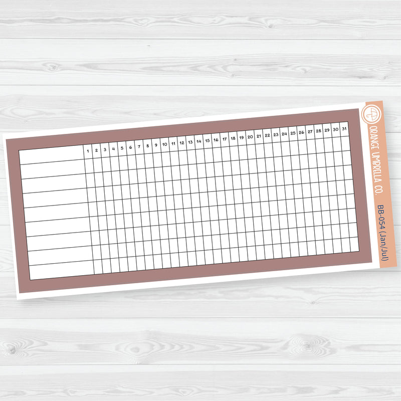 7x9 Habit Tracker Dashboard Planner Stickers | Bold Blooms Palette | BB-054-059