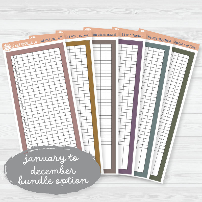 7x9 Habit Tracker Dashboard Planner Stickers | Bold Blooms Palette | BB-054-059