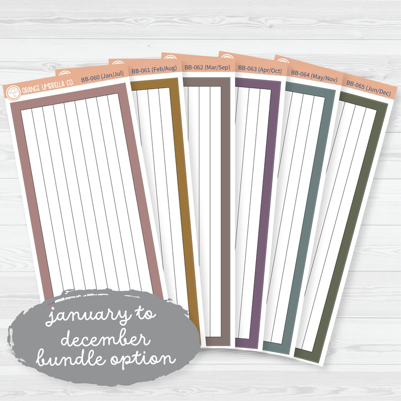 7x9 Lined Box Dashboard Planner Stickers | Bold Blooms Palette | BB-060-065