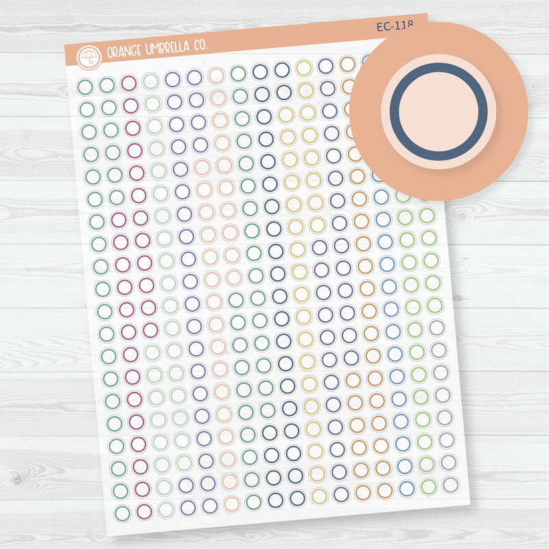 EC Outline Mini Circle Planner Stickers | Clear Matte | ECP-118-CM