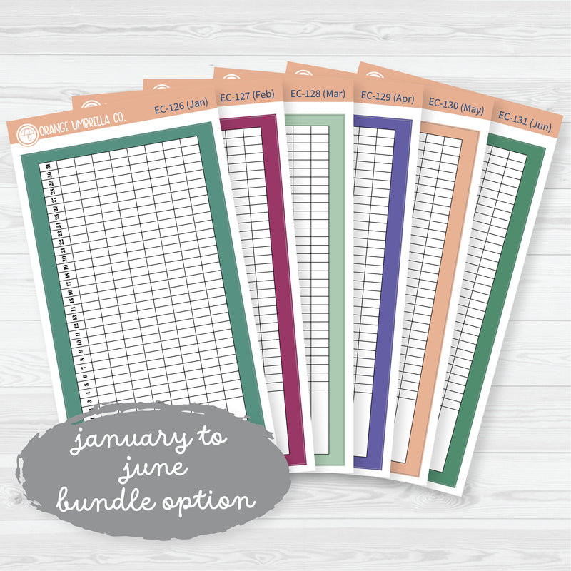 A5 Habit Tracker Dashboard Planner Stickers | EC Palette Jan to June | F19 | ECP-126-ECP-131