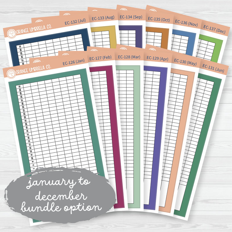 A5 Habit Tracker Dashboard Planner Stickers | EC Palette Jan to June | F19 | ECP-126-ECP-131